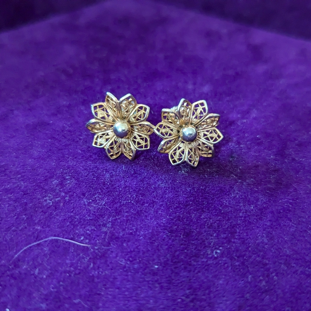 Gold Floral Stud Earrings